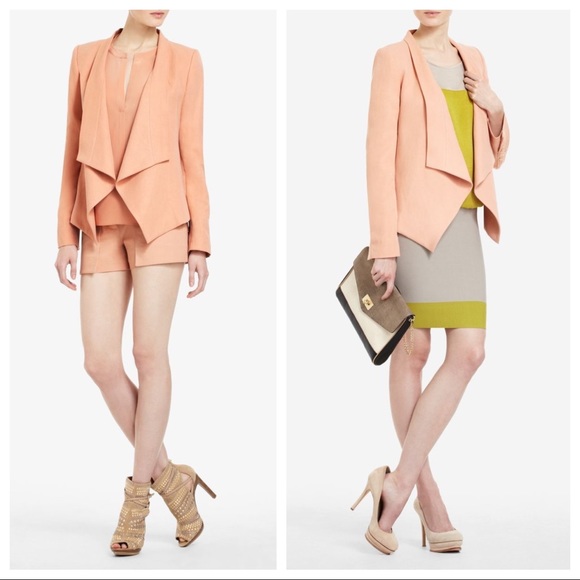 BCBG XS Abree Draped Open Front Jacket Blazer Pink - Picture 7 of 8